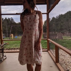 Pink and white flowered strappy dress